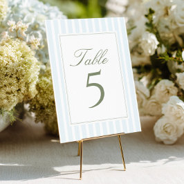 Convite Número de Mesa de Casamento Listras Azuis Elegante