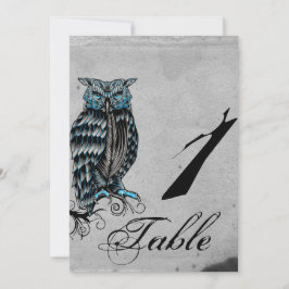 Convite Número de Mesa de Casamento Luxuoso Coruja Gótica