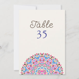 Convite Número de Mesa de Casamento Mandala Art Déco Cláss