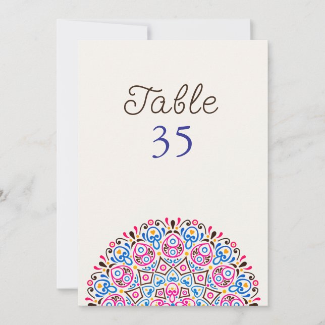 Convite Número de Mesa de Casamento Mandala Art Déco Cláss (Frente)