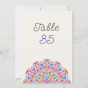 Convite Número de Mesa de Casamento Mandala Art Déco Cláss