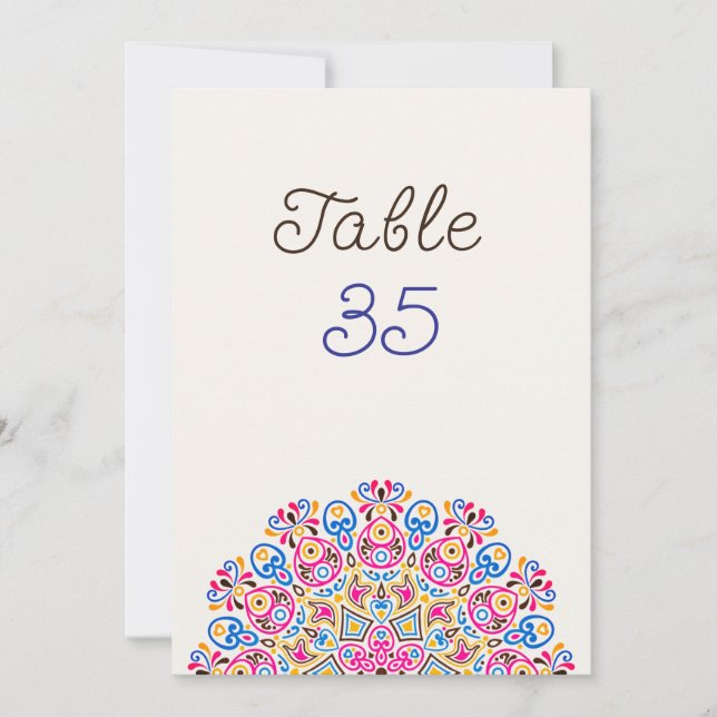 Convite Número de Mesa de Casamento Mandala Art Déco Cláss (Frente)
