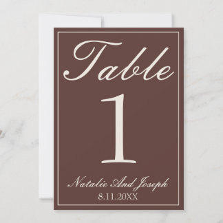 Convite Número de Mesa de Casamento Marrom Chocolate Old M