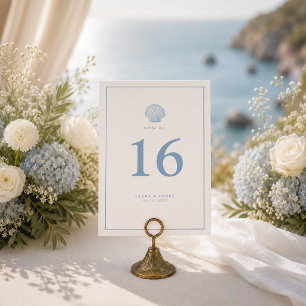 Convite Número de Mesa de Casamento Minimalista com Concha