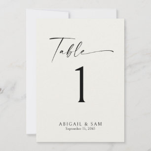 Convite Número de Mesa de Casamento Minimalista Creme