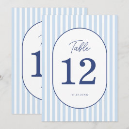 Convite Número de Mesa de Casamento Minimalista Faixa Azul