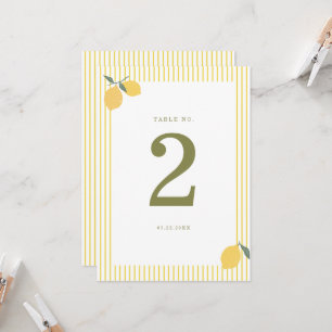 Convite Número de Mesa de Casamento Minimalista Limão Cost