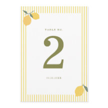 Número de Mesa de Casamento Minimalista Limão Cost