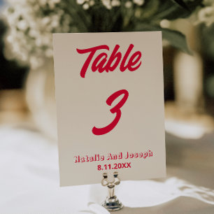 Convite Número de mesa de casamento moderno colorido e ous