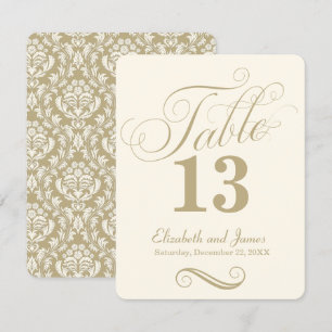 Convite Número de Mesa de Casamento Moderno em Dourado e C