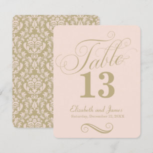 Convite Número de Mesa de Casamento Moderno em Dourado Ros