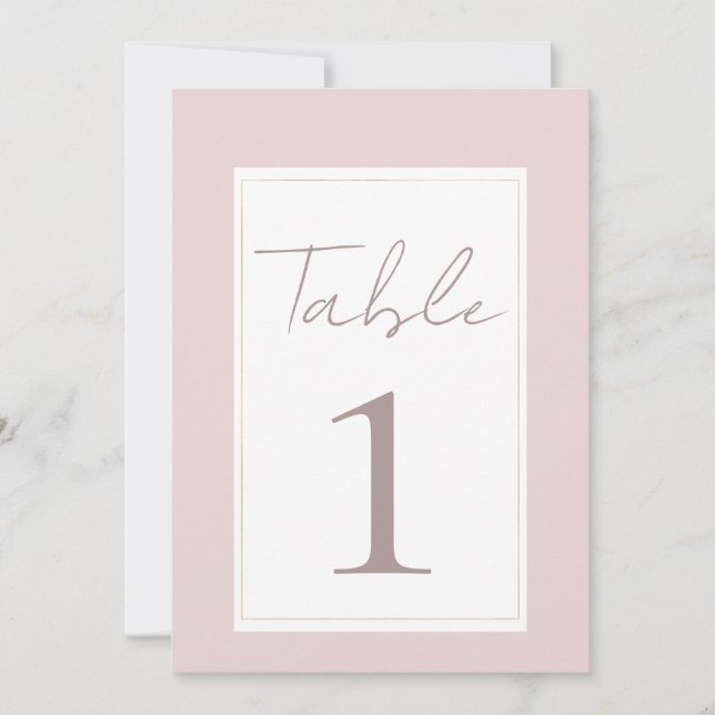 Convite Número de Mesa de Casamento Moderno Rosa Ostra e D (Frente)