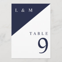 Número de Mesa de Casamento Monograma Azul Marinho