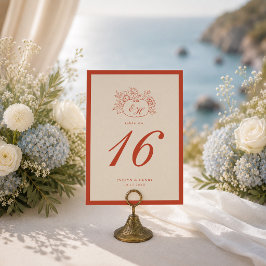 Convite Número de Mesa de Casamento Monograma de Abóbora d