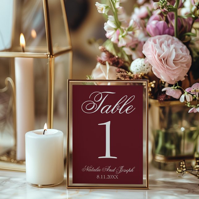 Convite Número de Mesa de Casamento Old Money em Branco e  (Criador carregado)