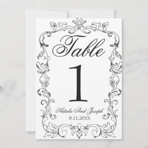 Convite Número de Mesa de Casamento Old Money Preto e Bran