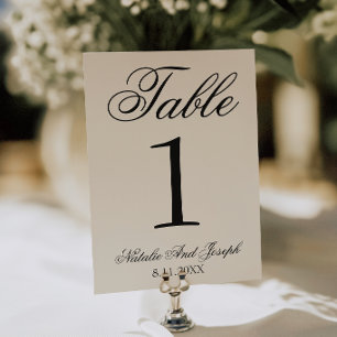 Convite Número de Mesa de Casamento Preto Creme Clássico
