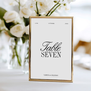 Convite Número de Mesa de Casamento Preto e Branco Elegant