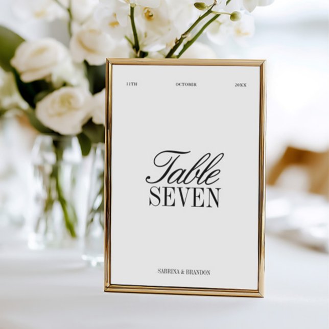 Convite Número de Mesa de Casamento Preto e Branco Elegant (Elegant Black & White Wedding Table Number)