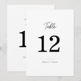 Convite Número de Mesa de Casamento Preto e Branco Minimal