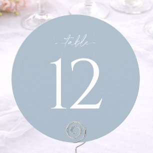 Convite Número de Mesa de Casamento Redondo Azul Empoeirad