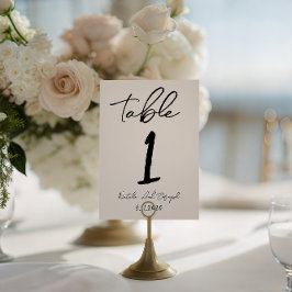 Convite Número de Mesa de Casamento Retro Escrito à Mão Ca