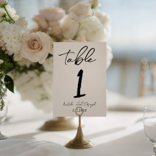 Convite Número de Mesa de Casamento Retro Escrito à Mão Ca