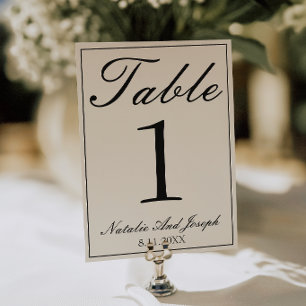 Convite Número de Mesa de Casamento Retro Preto Branco Din