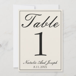 Convite Número de Mesa de Casamento Retro Preto Branco Din