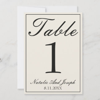 Convite Número de Mesa de Casamento Retro Preto Branco Din