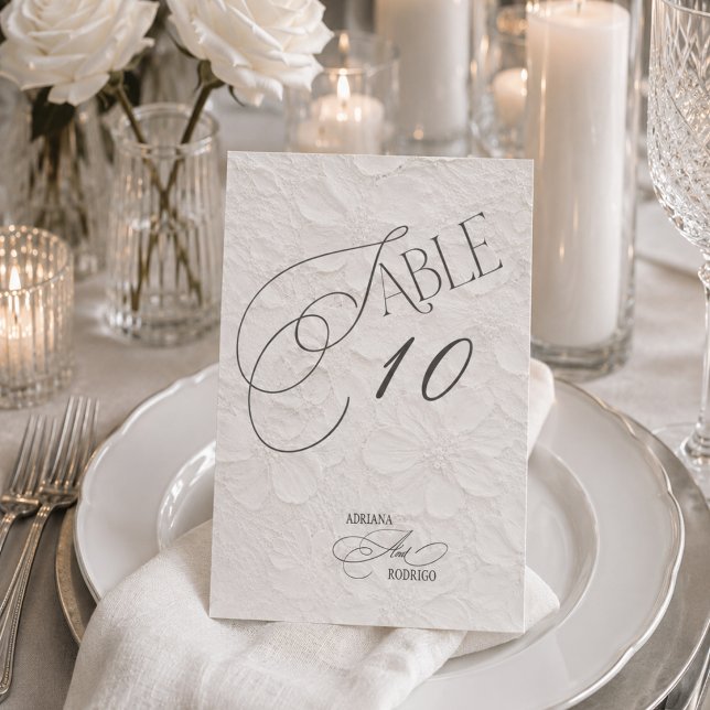 Convite Número de Mesa de Casamento Romântico Floral (Criador carregado)