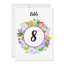 Número de Mesa de Casamento Romântico Floral Roxo