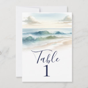 Convite Número de Mesa de Casamento Rústico com Ondas na P