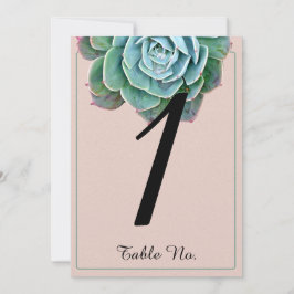 Convite Número de Mesa de Casamento Suculento Rosado