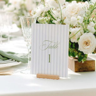 Convite Número de Mesa de Casamento Verde e Azul Sage Eleg