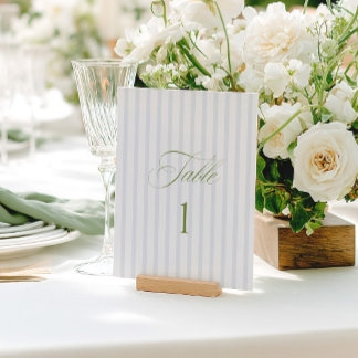 Convite Número de Mesa de Casamento Verde e Azul Sage Eleg