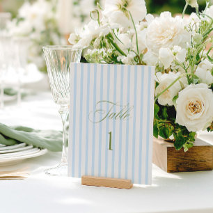 Convite Número de Mesa de Casamento Verde e Azul Sage Eleg