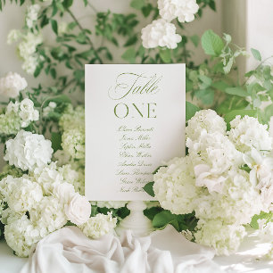 Convite Número de Mesa de Casamento Verde e Branco Elegant