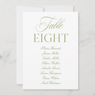 Convite Número de Mesa de Casamento Verde e Branco Elegant