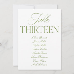 Convite Número de Mesa de Casamento Verde e Branco Elegant