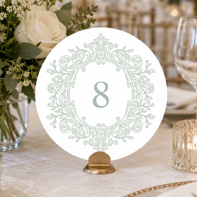 Convite Número de Mesa de Casamento Verde Elegante de Famí (Criador carregado)
