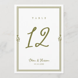 Convite Número de Mesa de Casamento Verde Oliva Toscano