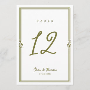 Convite Número de Mesa de Casamento Verde Oliva Toscano