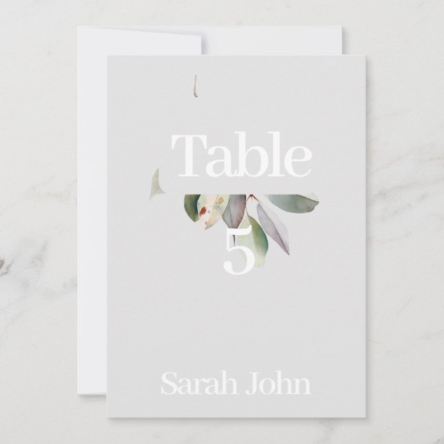 Convite Número de mesa de eucalipto sofisticado  (Frente)