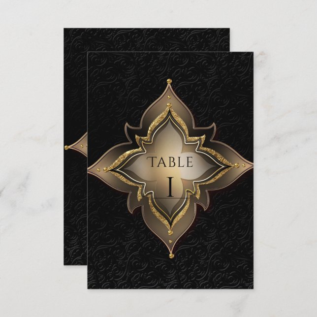 Convite Número de mesa de festa chique exótico dourado pre (Frente/Verso)