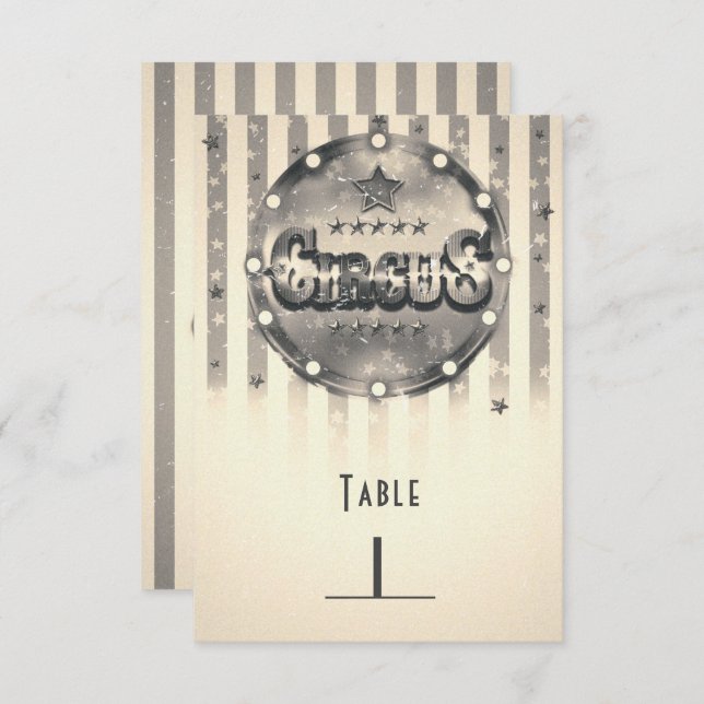 Convite Número de Mesa de Festa Listras Listradas de Circo (Frente/Verso)