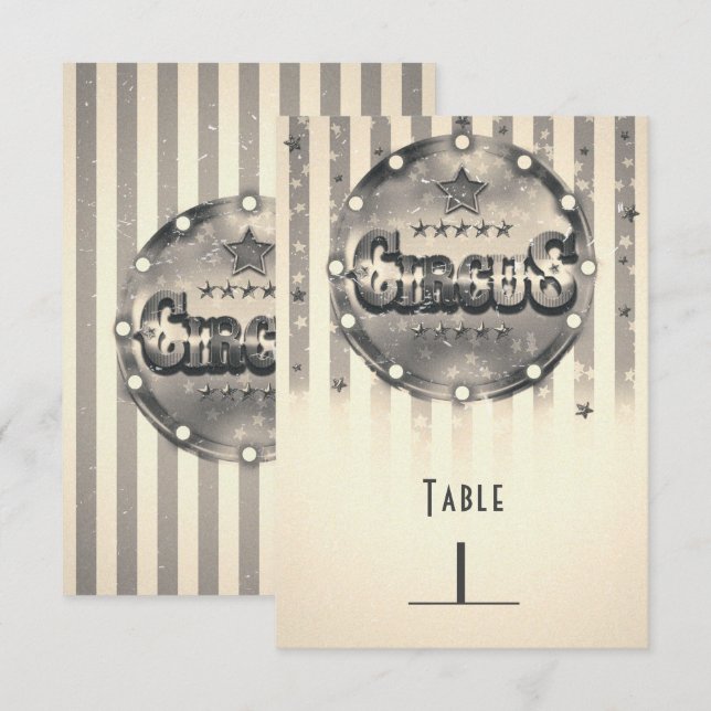 Convite Número de Mesa de Festa Listras Listrado de Circo  (Frente/Verso)
