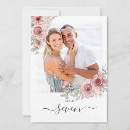 Convite Número de Mesa de Foto de Rosas Florais