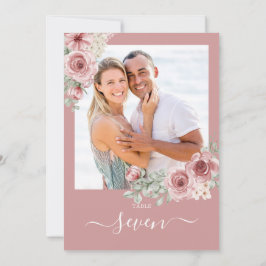 Convite Número de Mesa de Foto de Rosas Florais Rosa Empoe