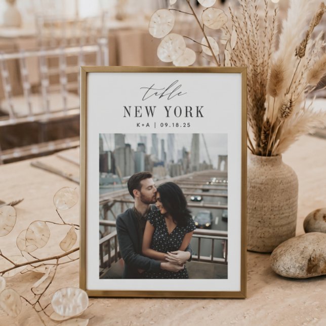 Convite Número de Mesa de Foto de Viagem de Casamento 5x7  (Criador carregado)
